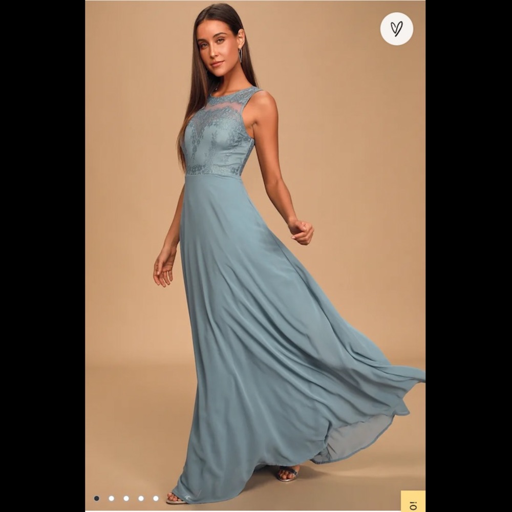 💙Lulus Slate Blue Lace Maxi Dress💙
